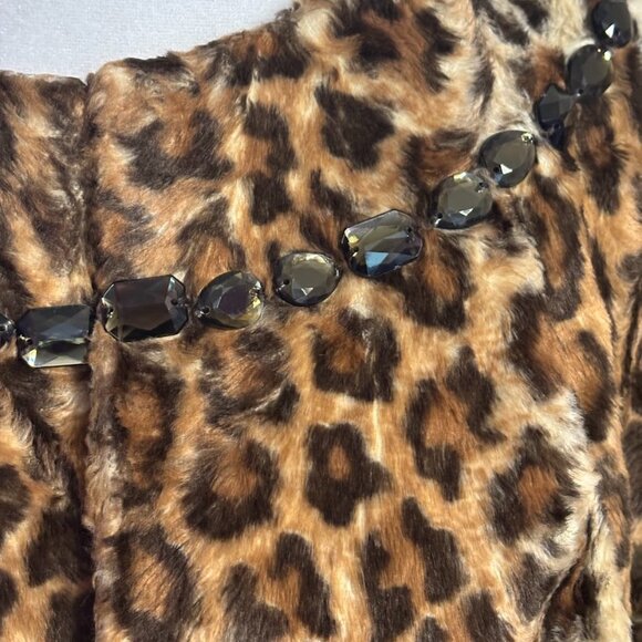 VICTOR ALFARO Leopard Print with 3/4 Sleeve Crop Jacket - Size 20W - Picture 5 of 16